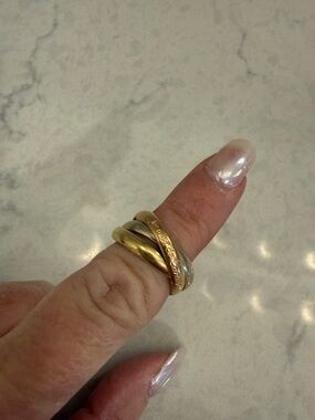 Cartier Triple-Band Interlocking Ring in Gold, Silver, Rose Gold